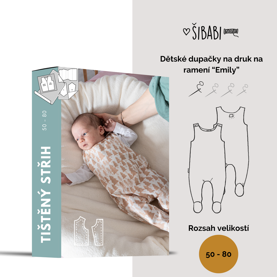 Papírový střih na dětské dupačky "Emily" - 50 - 80