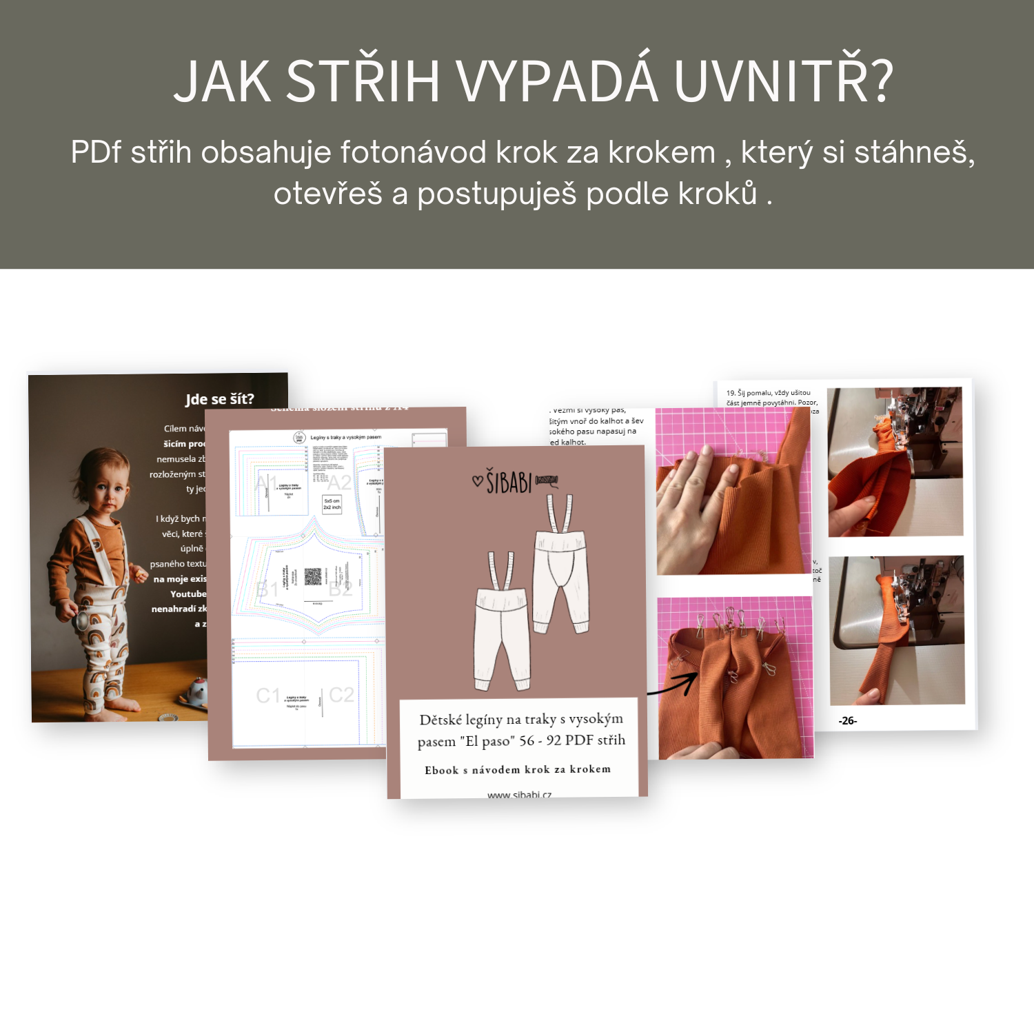 PDF střih na dětské legíny na traky s vysokým pasem "El paso" 56 - 92