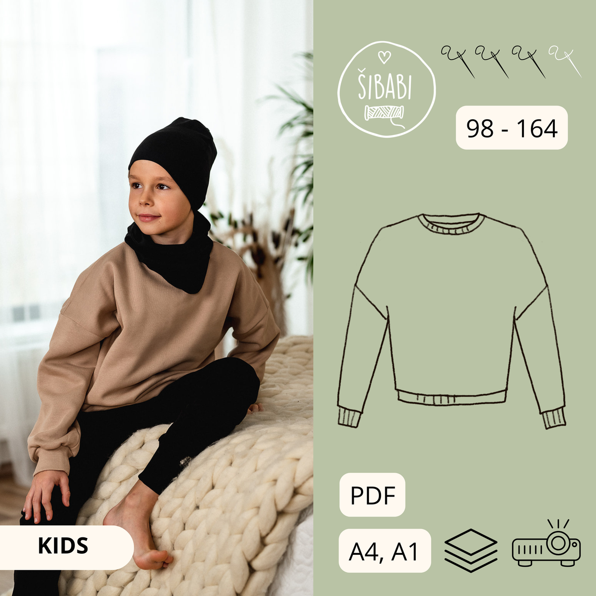 Střih na dětskou oversized mikinu Preston vel. 56 - 164
