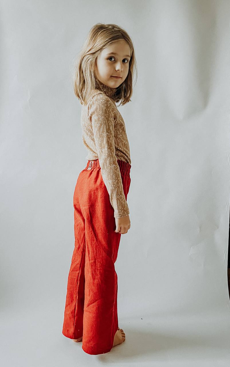 Dětské snadné kalhoty "Texas" ze lnu nebo tkaniny