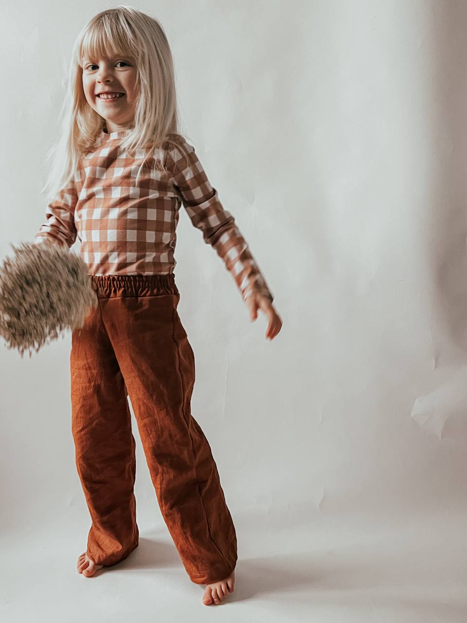 Dětské snadné kalhoty "Texas" ze lnu nebo tkaniny
