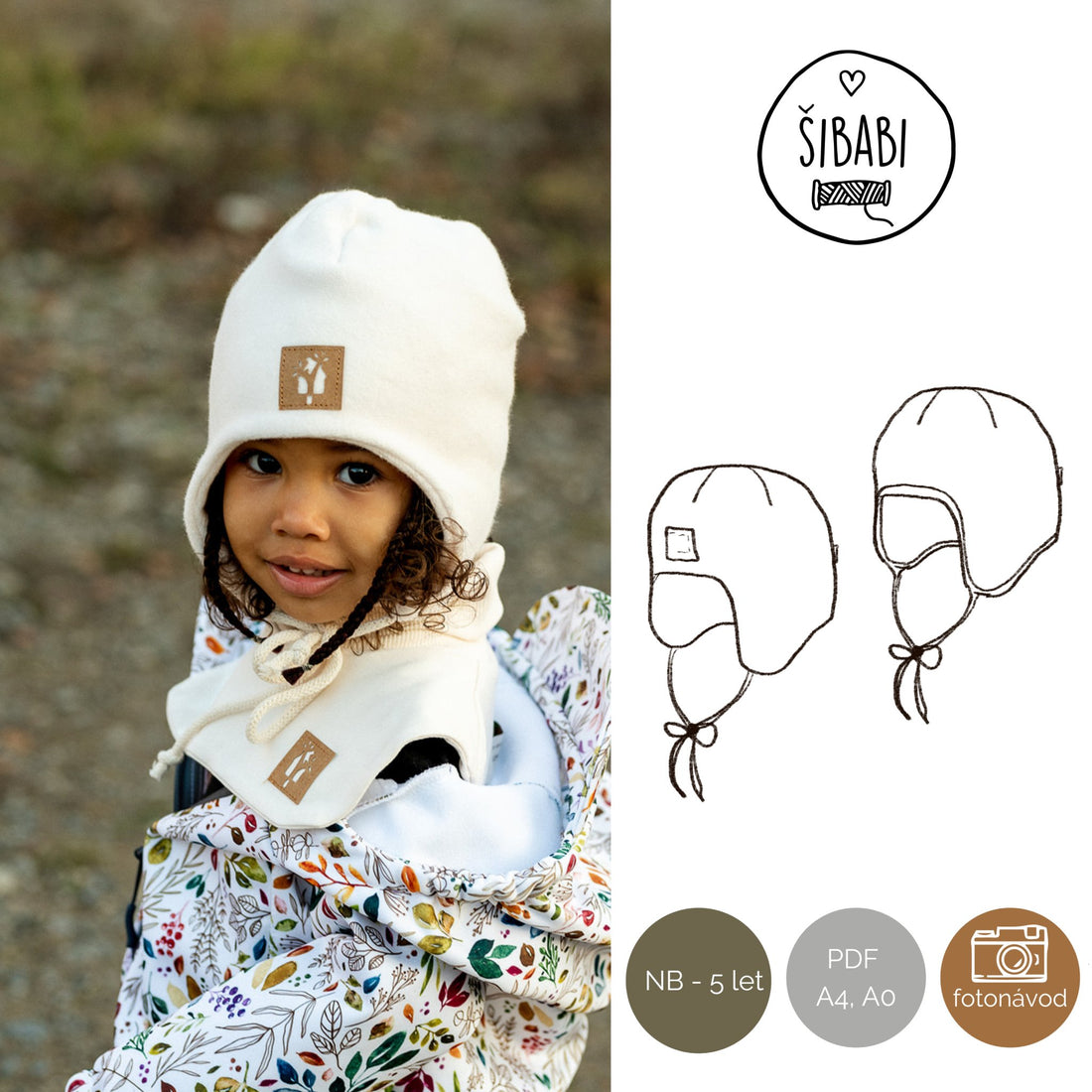 Střih na dětskou čepičku přes ouška "Ema" NB - 5 let - Šibabi.cz