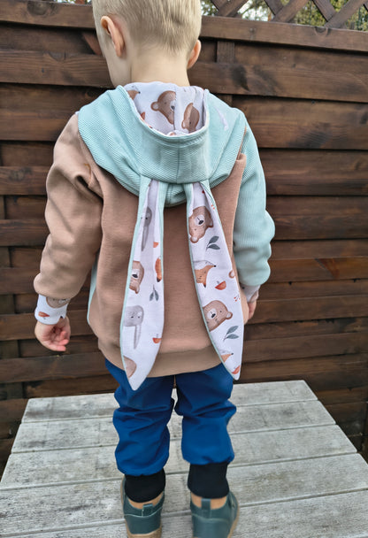 Střih na dětskou mikinu s oušky pro začátečníky "Aspen" - elektronický střih PDF