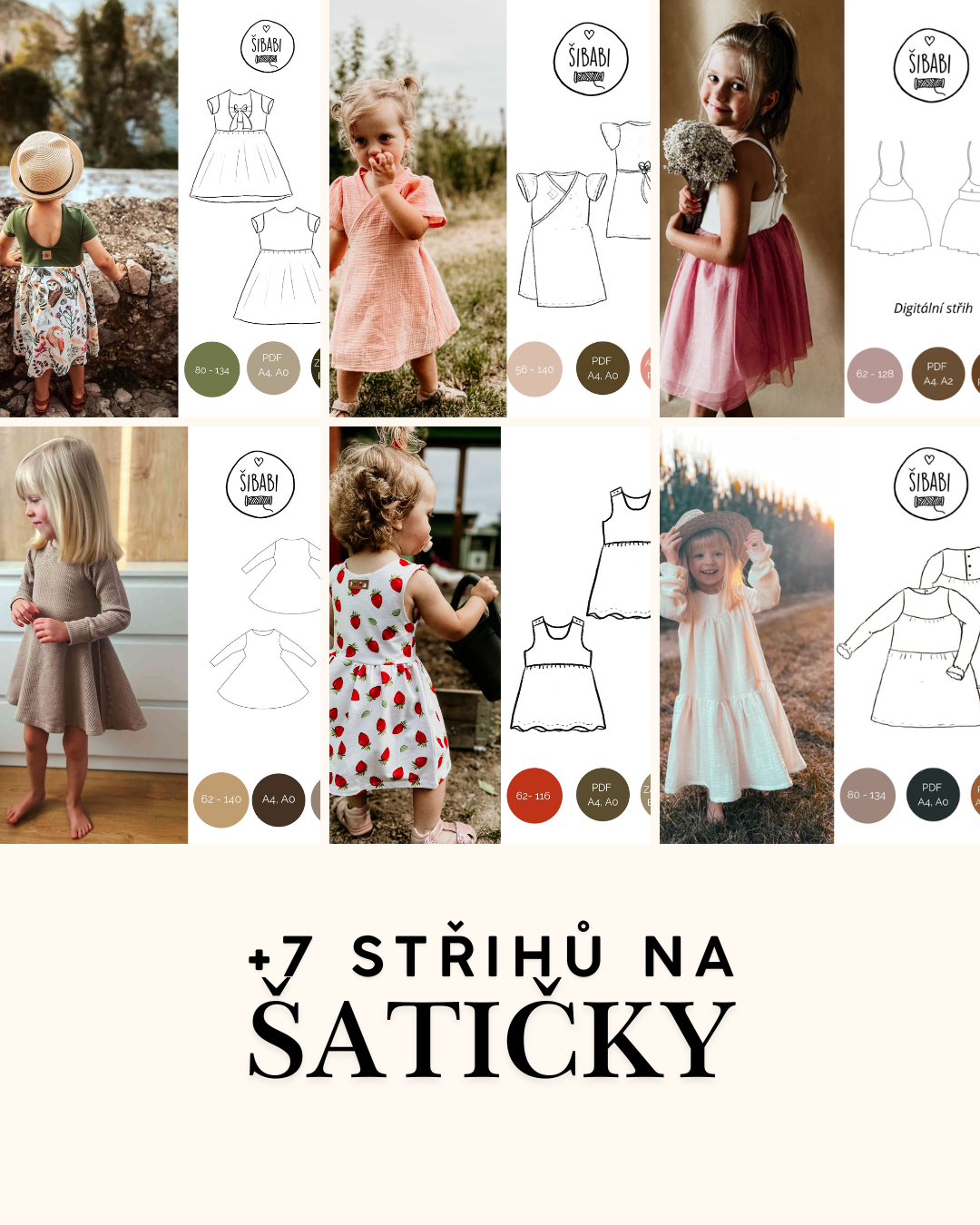 Šicí balík plný střihů - 70 střihů - 0 - 15 let - PDF střihy, mikiny, legíny, bundy, doplňky...