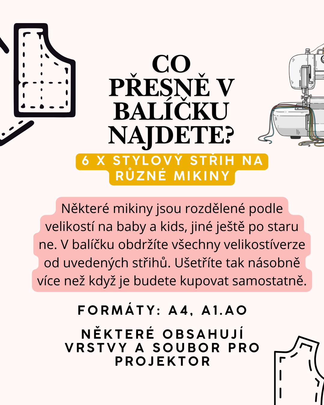 Balíček střihů 6 x střih na dětskou mikinu s videonávody na ušití📹