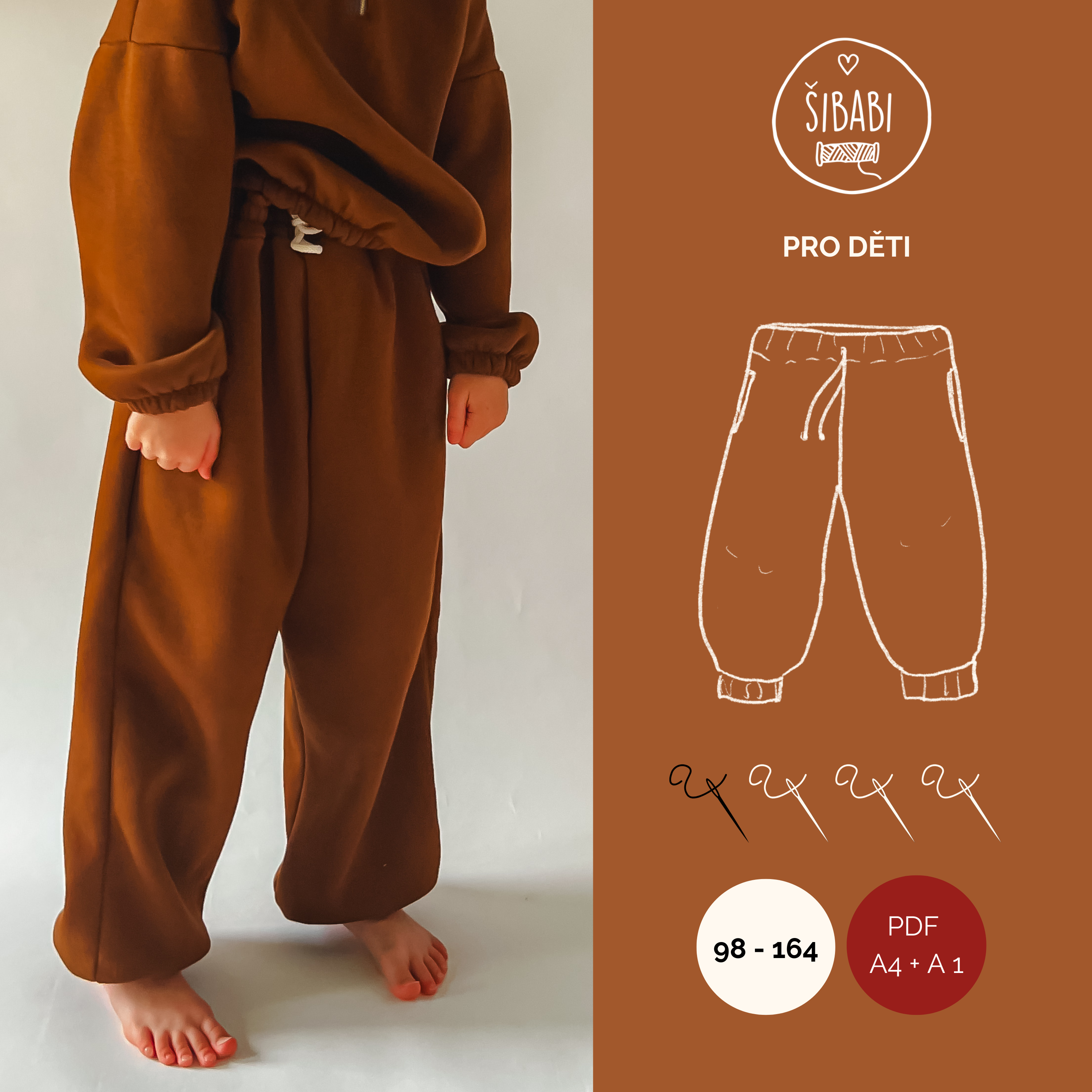 PDF střih na dětské oversized tepláky s kapsami "Play" - 98 - 164