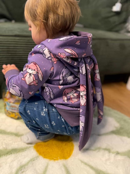 Střih na dětskou mikinu s oušky pro začátečníky "Aspen" - elektronický střih PDF