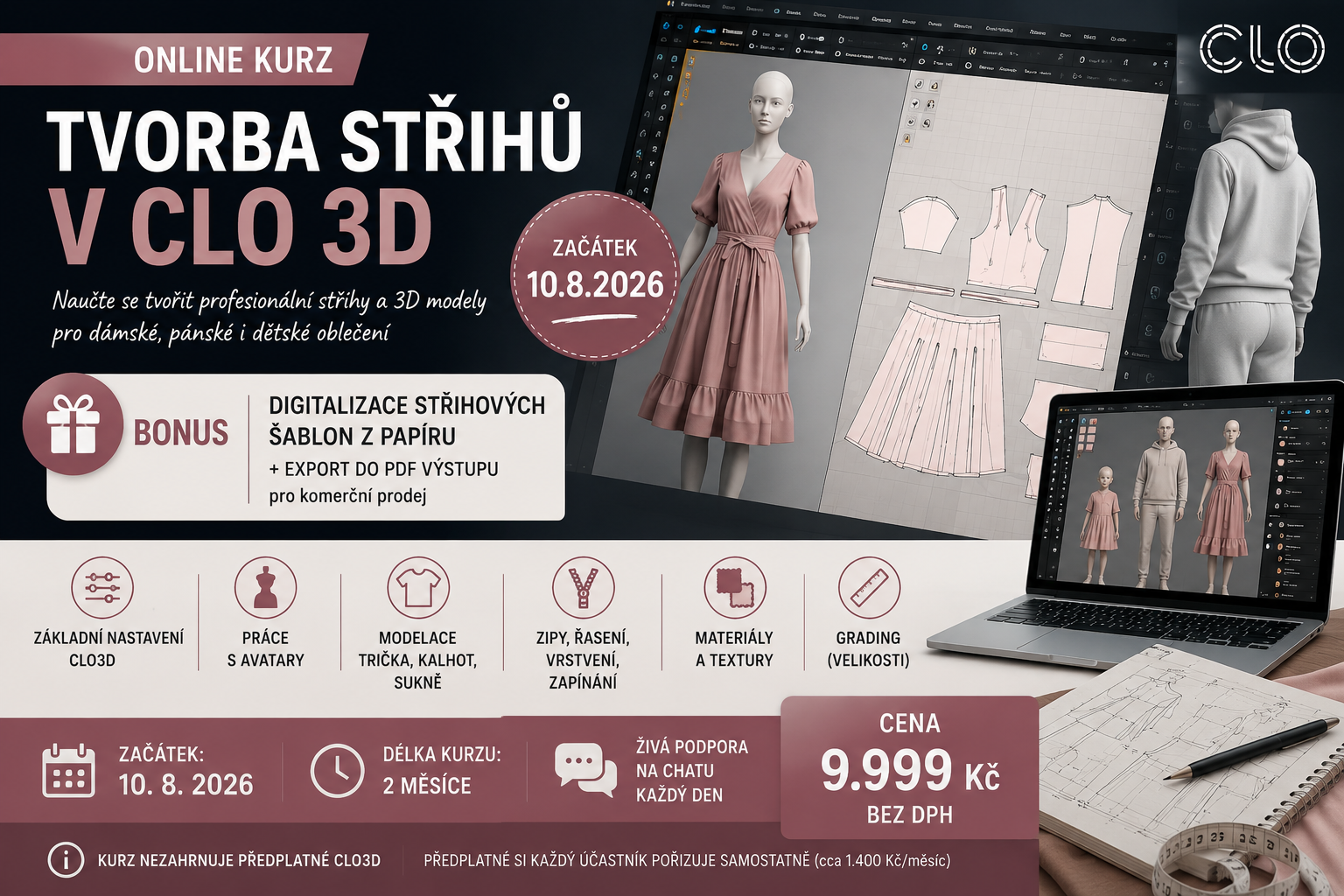 Tvorba střihů v CLO3D - první ONLINE třída předprodej