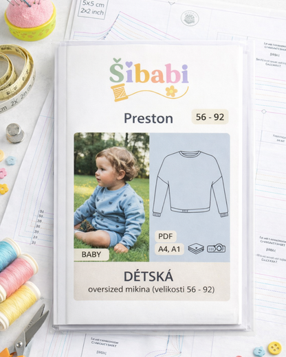 Papírový střih na dětskou oversized mikinu "Preston"