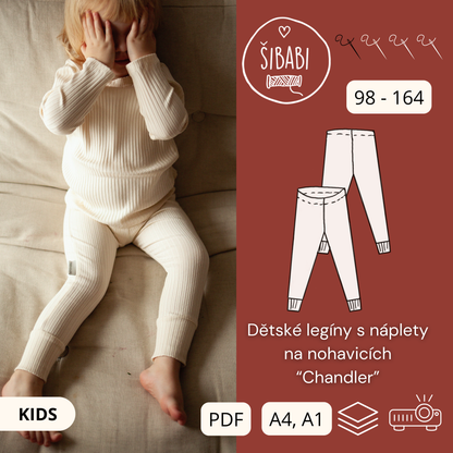 PDF střih na dětské legíny s nápletem na nohavicích "Chandler", 98 - 164