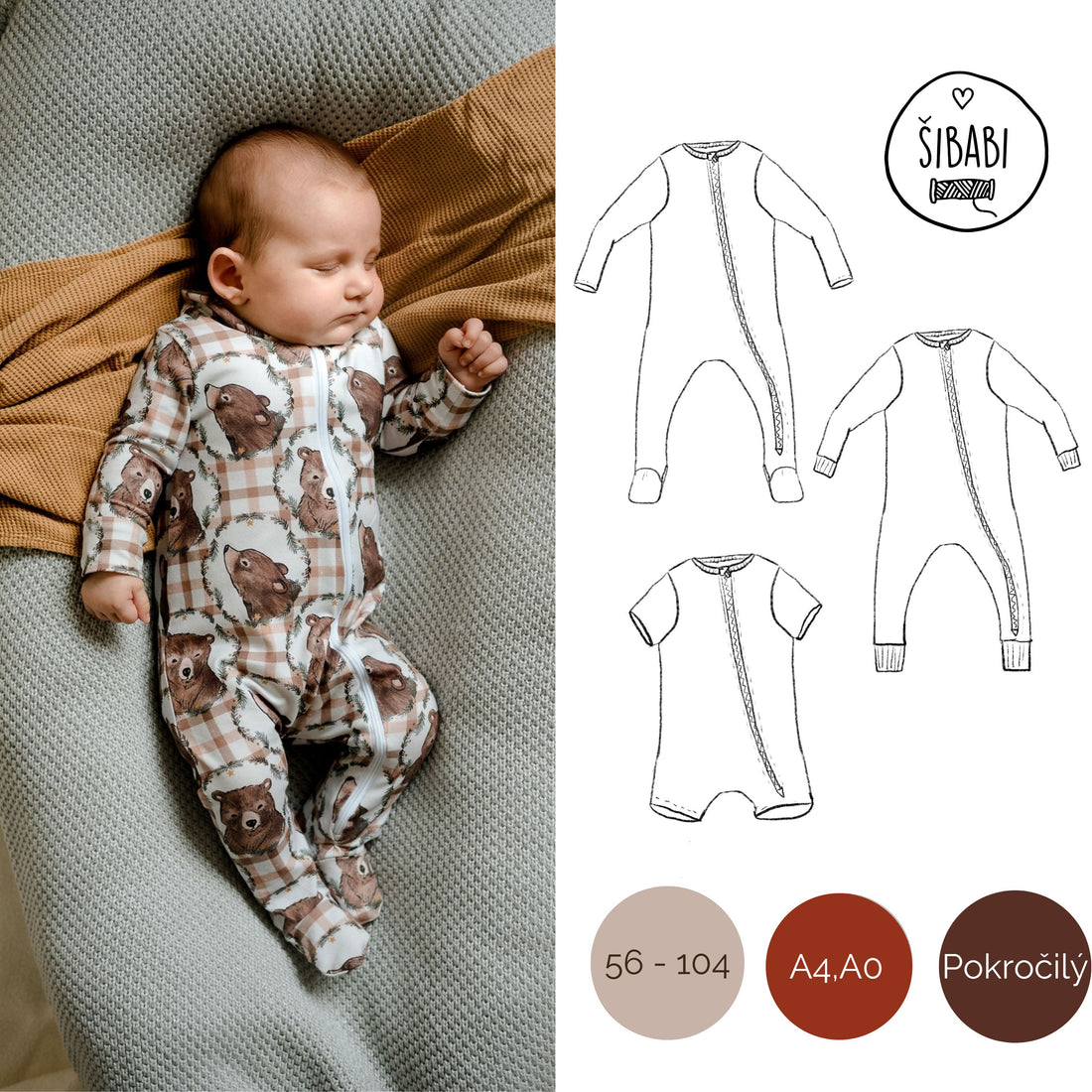 Střih na dětský overal na zip - PDF
