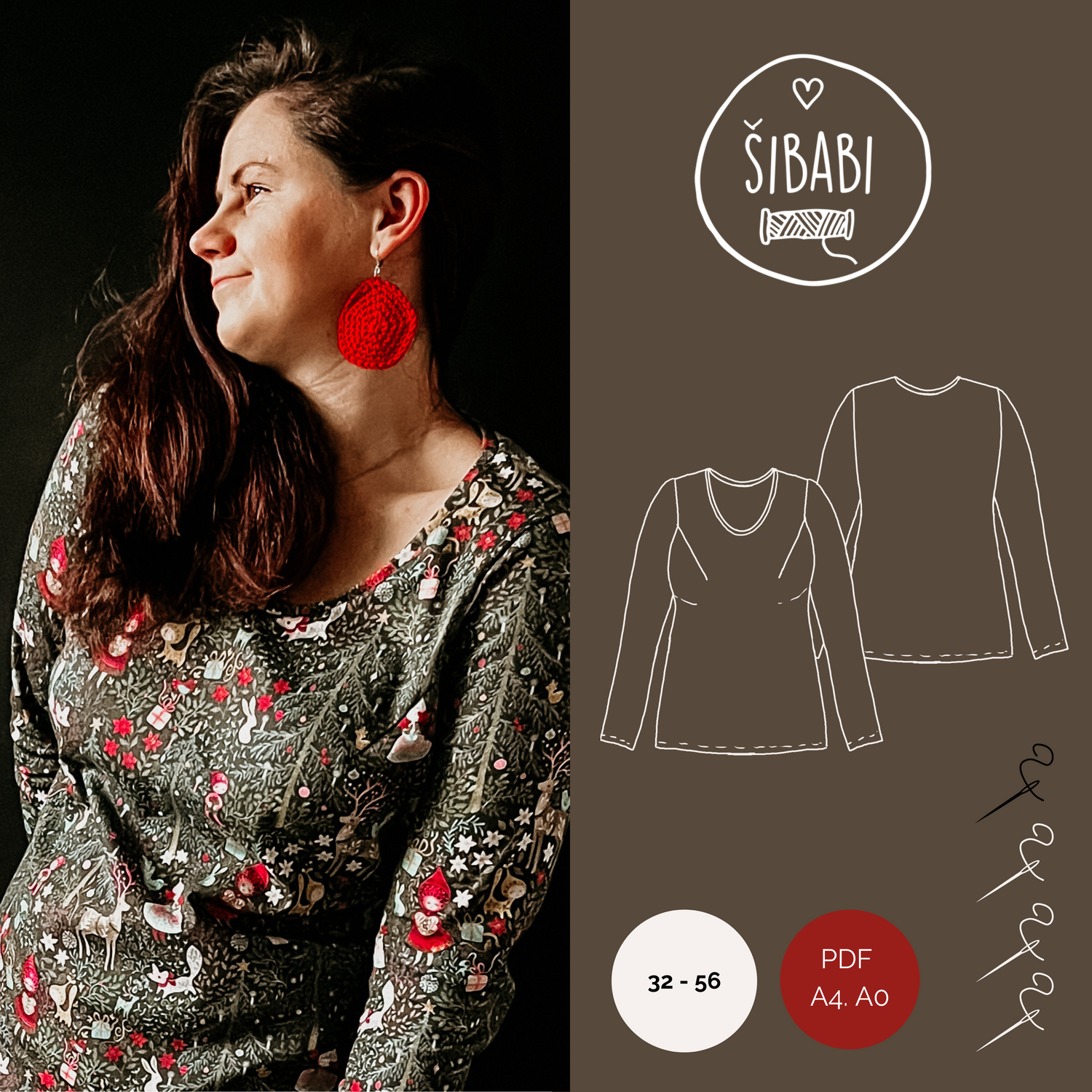 Dámské tričko s dlouhým rukávem "LARRY" XS  4XL - PDF střih