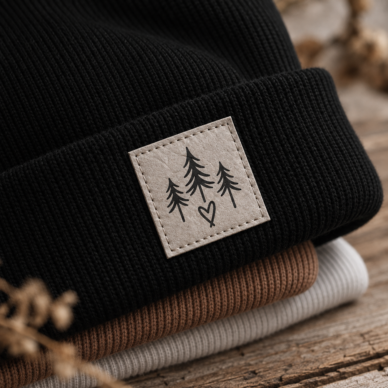 Etiketa "Šibabi" z pratelného papíru 4 x 4 cm – tři stromky