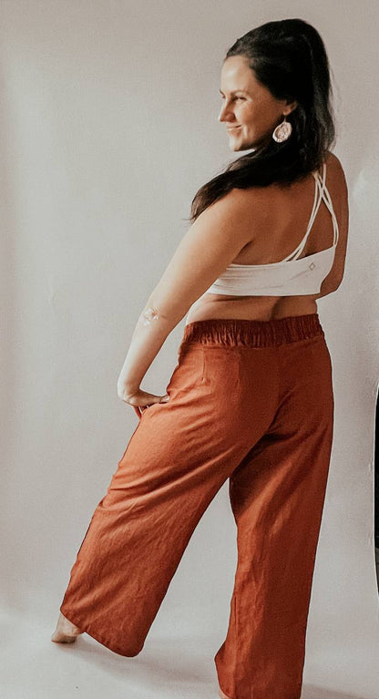 Dámské široké plátěné kalhoty "MARGARET" - PDF střih