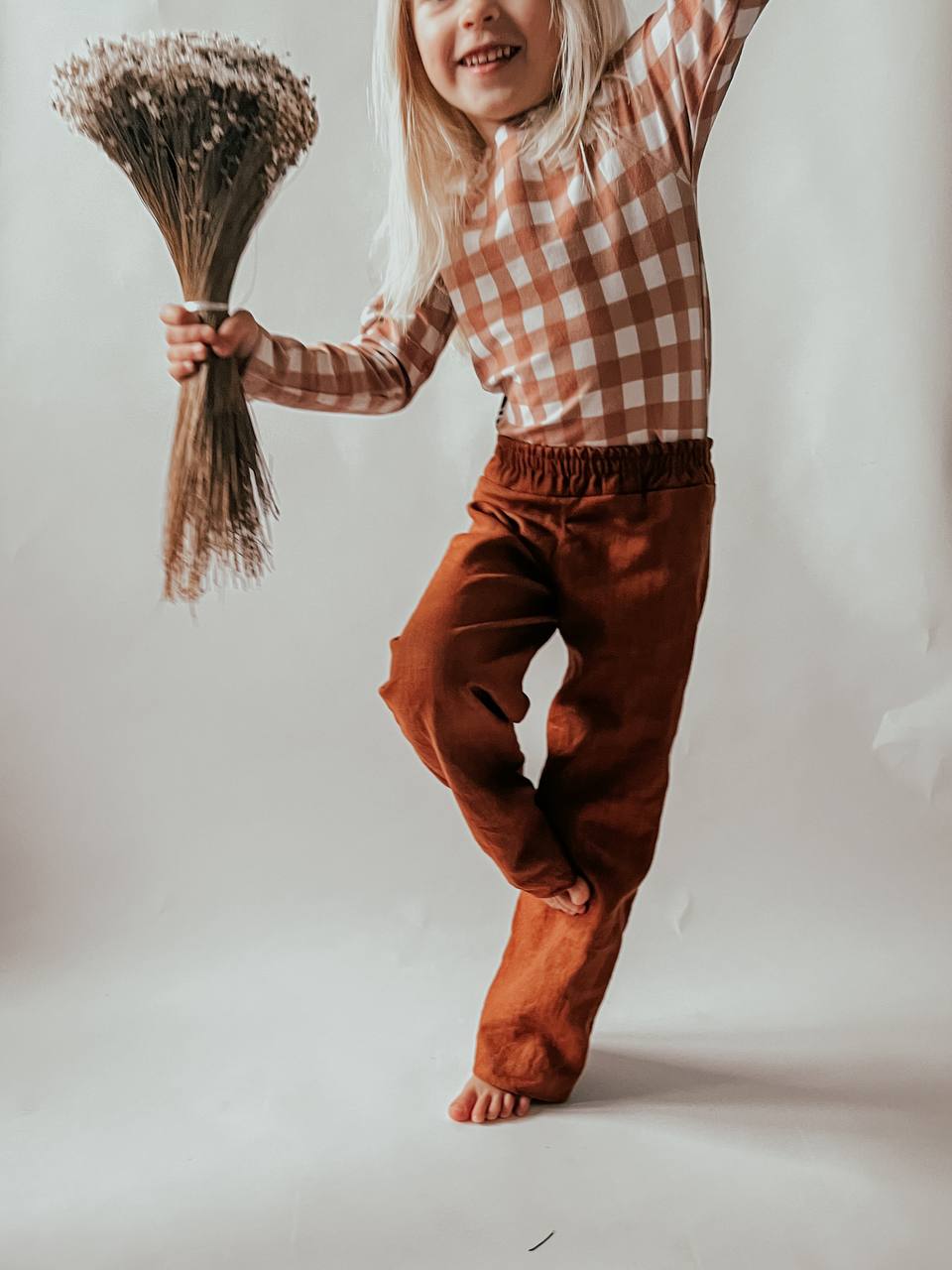 Dětské snadné kalhoty "Texas" ze lnu nebo tkaniny