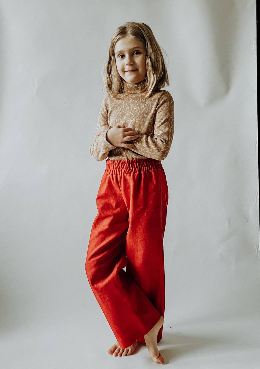 Dětské snadné kalhoty "Texas" ze lnu nebo tkaniny