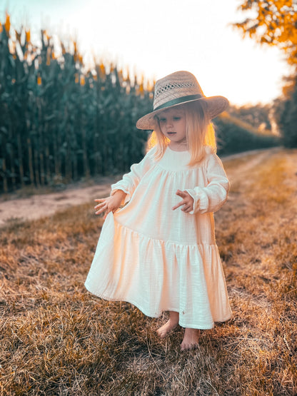 Střih na dětské mušelínové šaty "Romance" - 80 - 134 - Šibabi.cz